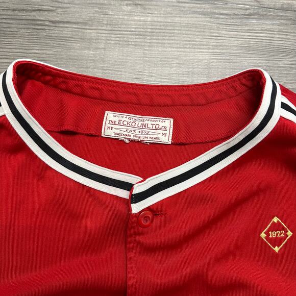 Ecko Unltd.  Baseball Jersey VIntage y2k Red Mens XXL Spellout Button Down Shirt - Picture 4 of 8